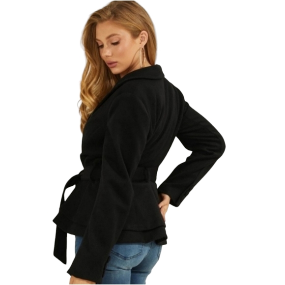 NWT Women's Guess Avril Peplum Blazer Large/Black - Picture 2 of 3